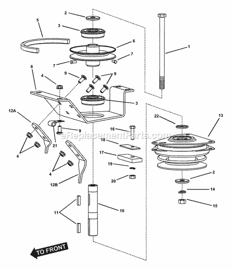 Clutch Assembly Diagram and Parts List for YZ13331BE  Snapper Lawn Tractor