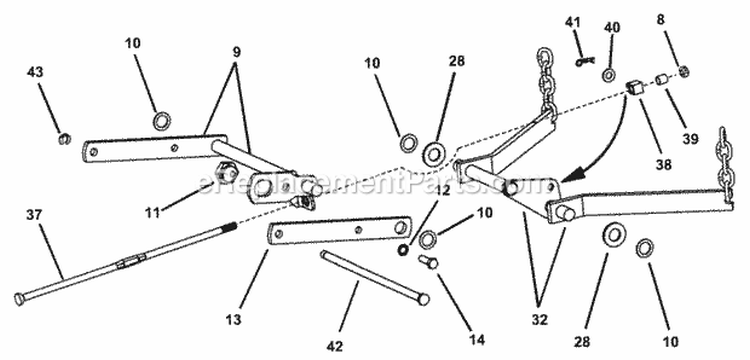 33 Mower Deck Assembly (Part 2) Diagram and Parts List for YZ145333BVE  Snapper Lawn Tractor