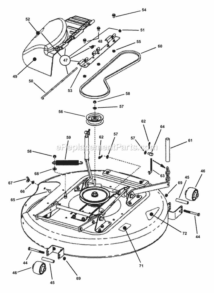 33 Mower Deck Assembly (Part 3) Diagram and Parts List for YZ145333BVE  Snapper Lawn Tractor