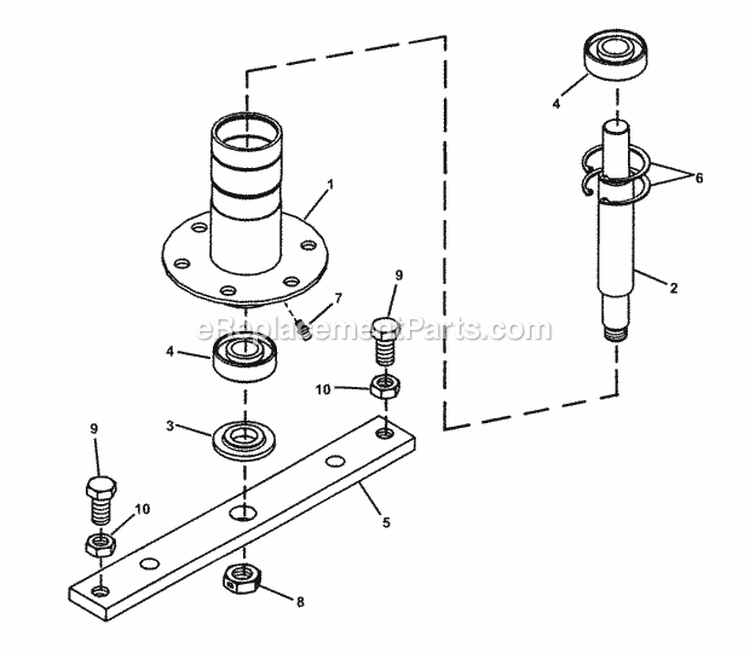 33 Spindle Assembly Diagram and Parts List for YZ145333BVE  Snapper Lawn Tractor