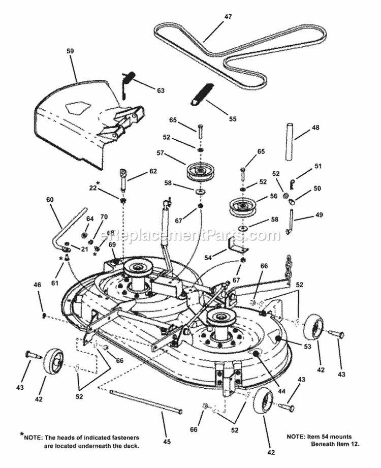 38 Mower Deck Assembly (Part 3) Diagram and Parts List for YZ15384BVE  Snapper Lawn Tractor