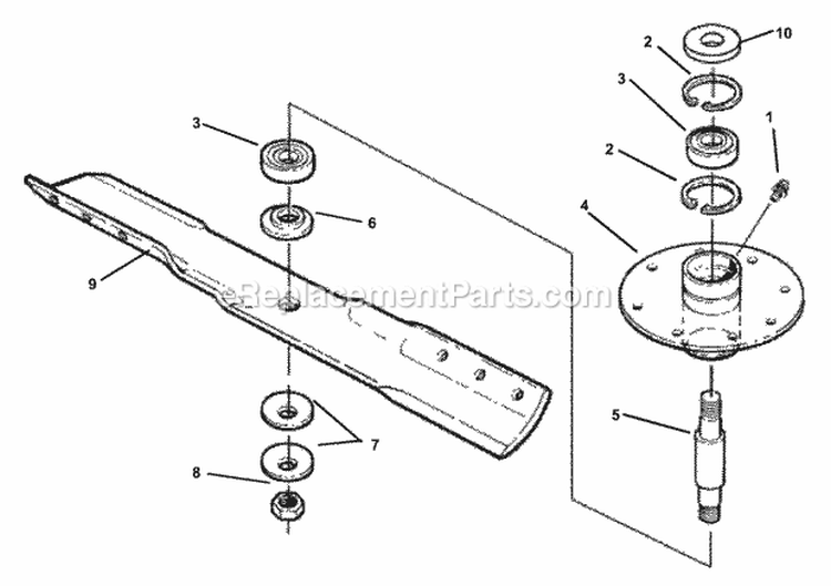 38 Spindle Assembly Diagram and Parts List for YZ15384BVE  Snapper Lawn Tractor