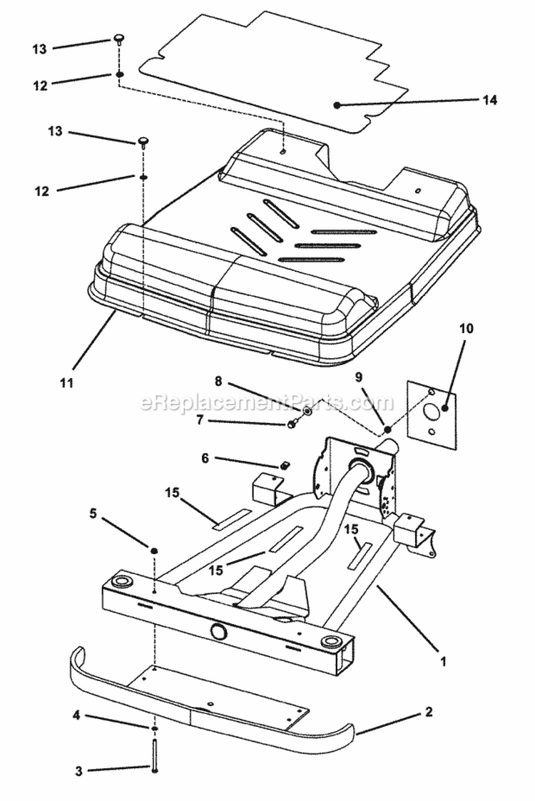 42 Front Frame  Cover Assembly Diagram and Parts List for HZS15423KVE  Snapper Lawn Tractor