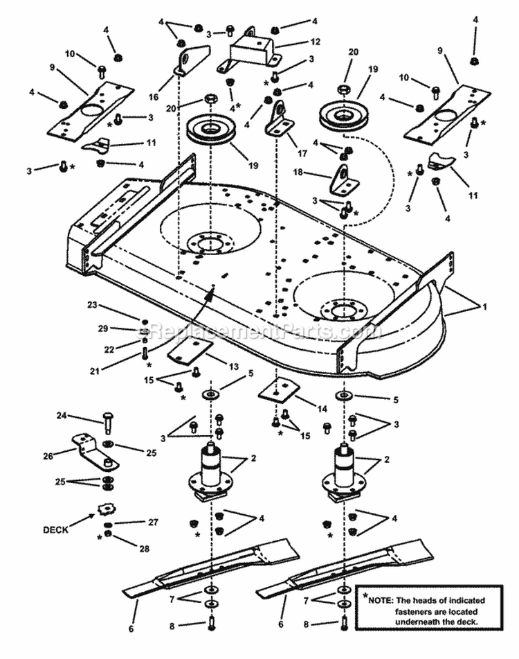 42 Mower Deck Assembly (Part 1) Diagram and Parts List for HZS15423KVE  Snapper Lawn Tractor
