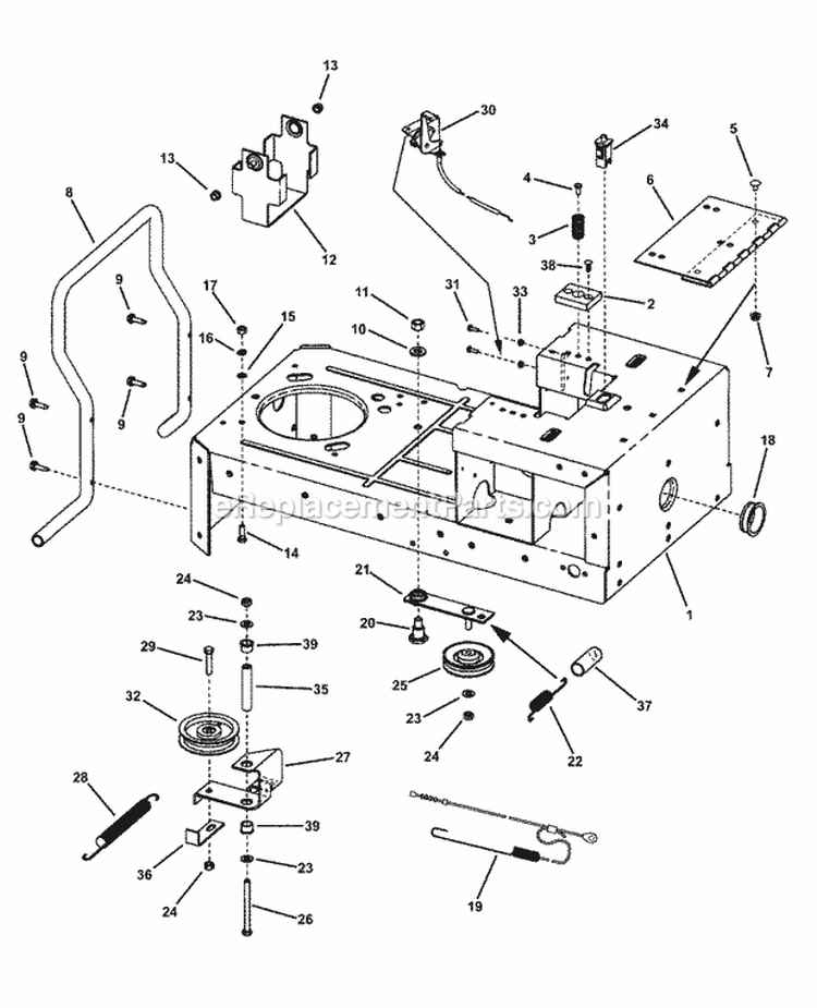 Rear Frame Assembly Diagram and Parts List for YZ18336BVE 85693 Snapper Lawn Tractor