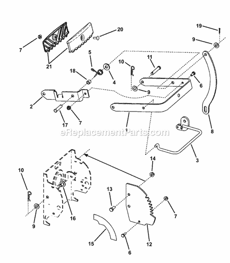 Deck Lift Handle Assembly Diagram and Parts List for YZ18336BVE 85693 Snapper Lawn Tractor