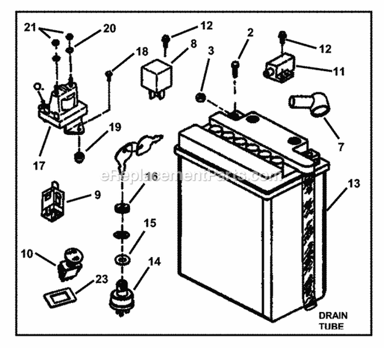 Electrical Components (Part 2) Diagram and Parts List for HZS18483BVE  Snapper Lawn Tractor