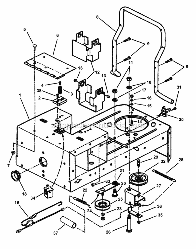 Rear Frame Assembly Diagram and Parts List for HZS18483BVE  Snapper Lawn Tractor
