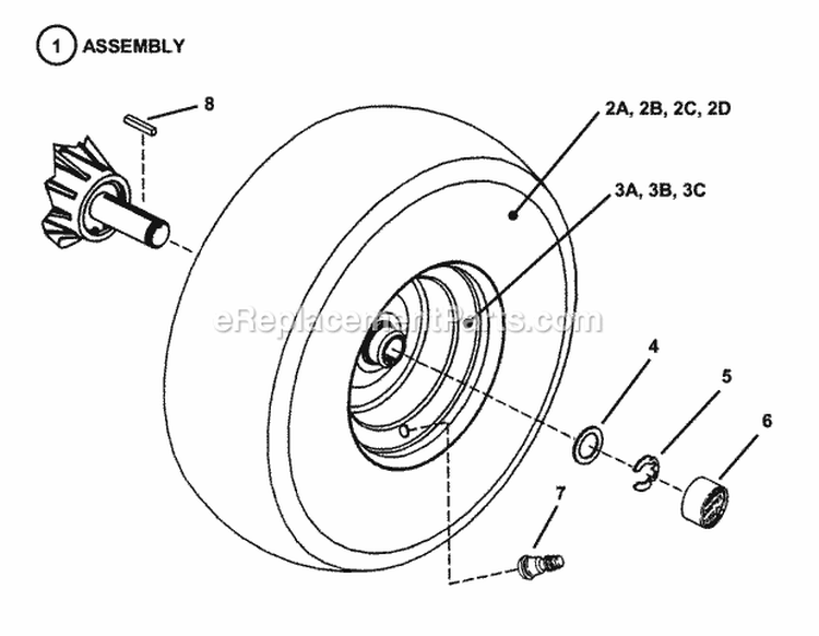 Wheels - Rear Diagram and Parts List for HZS18483BVE  Snapper Lawn Tractor