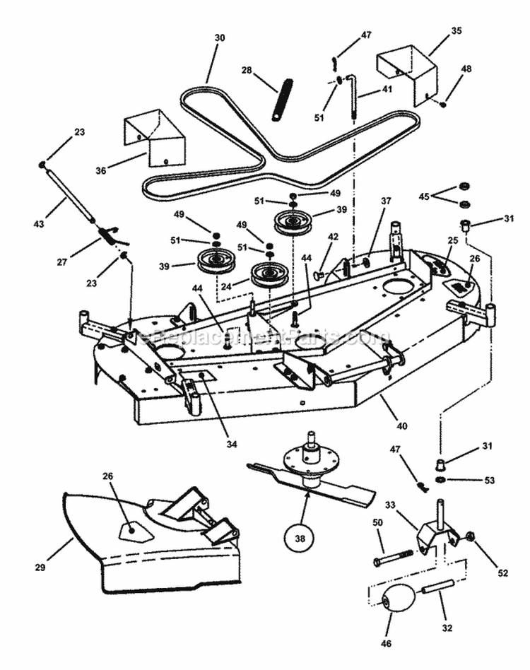 48 Mower Deck Assembly (Series 4) (Part 2) Diagram and Parts List for YZ20484BVE  Snapper Lawn Tractor