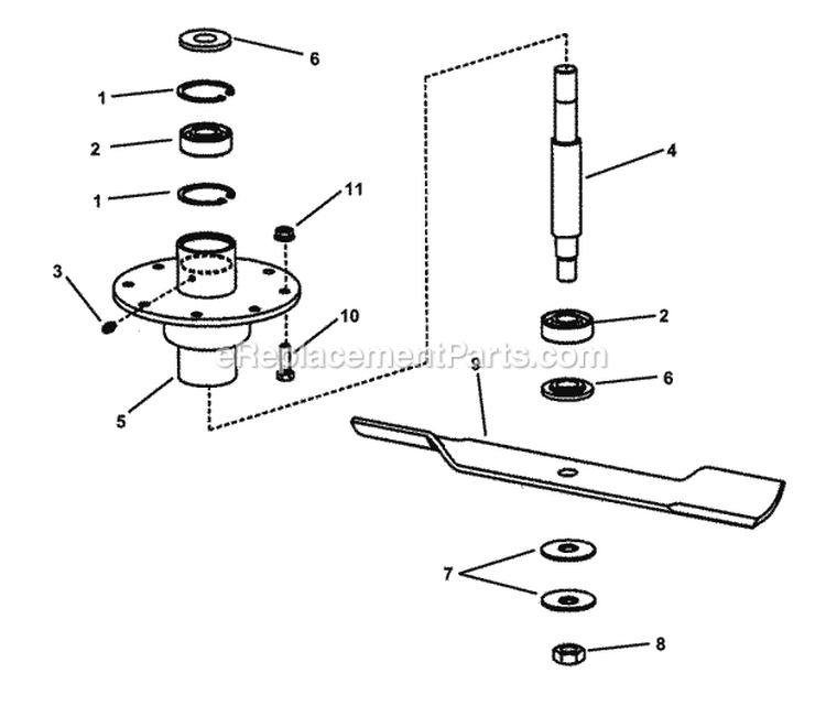 48 Spindle Assembly (Series 4) Diagram and Parts List for YZ20484BVE  Snapper Lawn Tractor