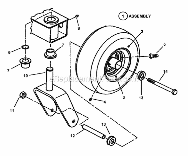 Caster Front Wheel  Tire Assembly Diagram and Parts List for HZS18483BVE  Snapper Lawn Tractor
