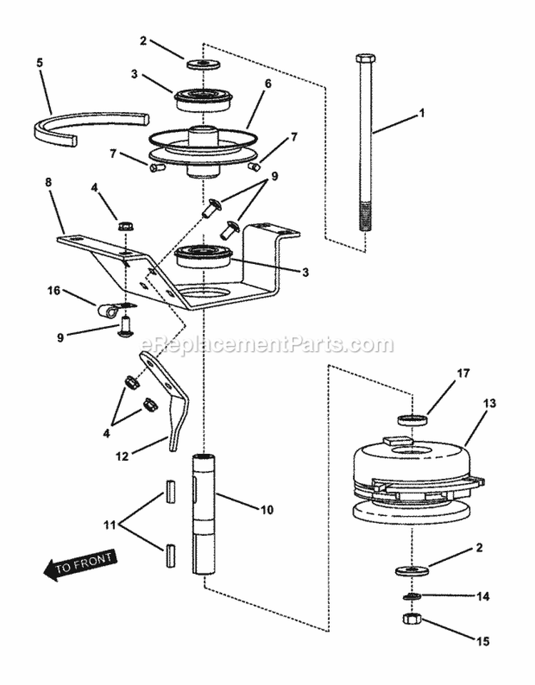 Clutch Assembly Diagram and Parts List for HZS18483BVE  Snapper Lawn Tractor