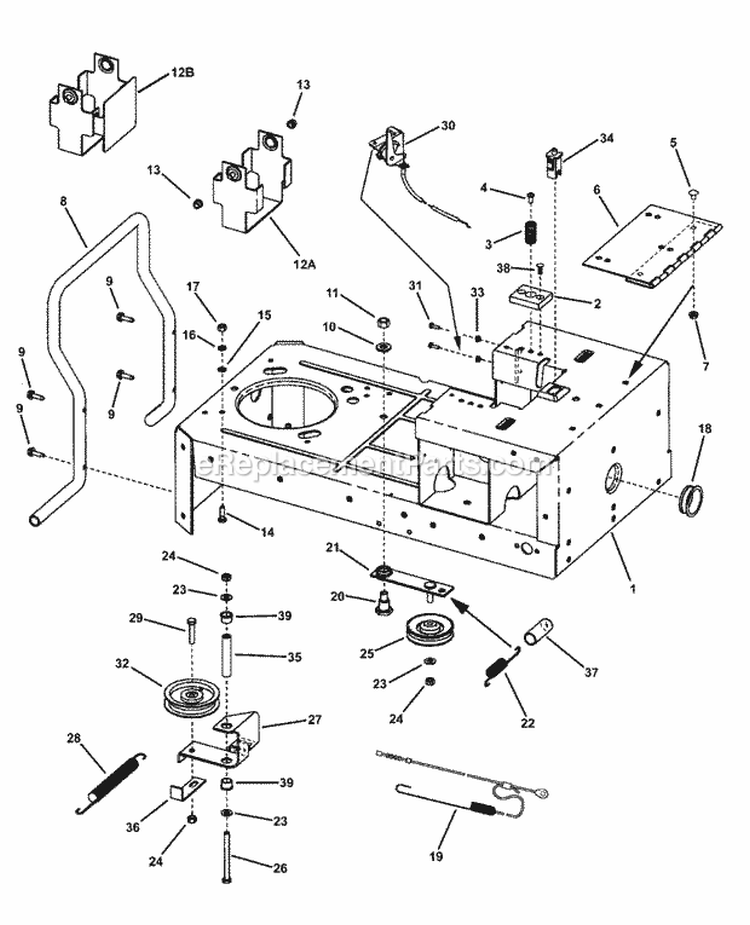 Rear Frame Assembly Diagram and Parts List for YZ20485BVE 84943 Snapper Lawn Tractor