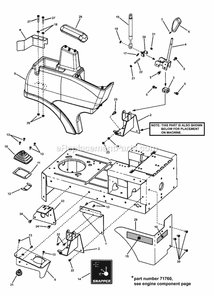 Joystick  Operator Seat (Part 1) Diagram and Parts List for YZ20485BVE 84943 Snapper Lawn Tractor