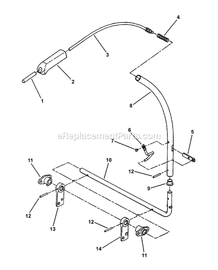 BrakeClutch Lever Assembly Diagram and Parts List for YZ20485BVE 84943 Snapper Lawn Tractor