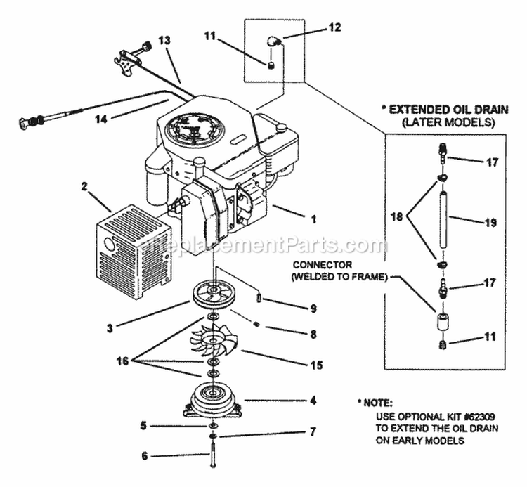 14 HP Engine Assembly Diagram and Parts List for Z1403K 80462 Snapper Lawn Tractor