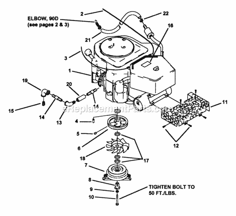 18  22 Hp Engine Assembly Diagram and Parts List for Z1805KV 80919 Snapper Lawn Tractor