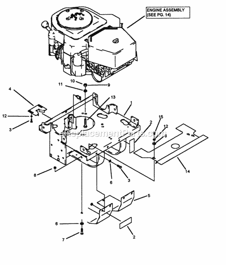 Motor Mount Assembly (Part 2) Diagram and Parts List for Z1805KV 80919 Snapper Lawn Tractor