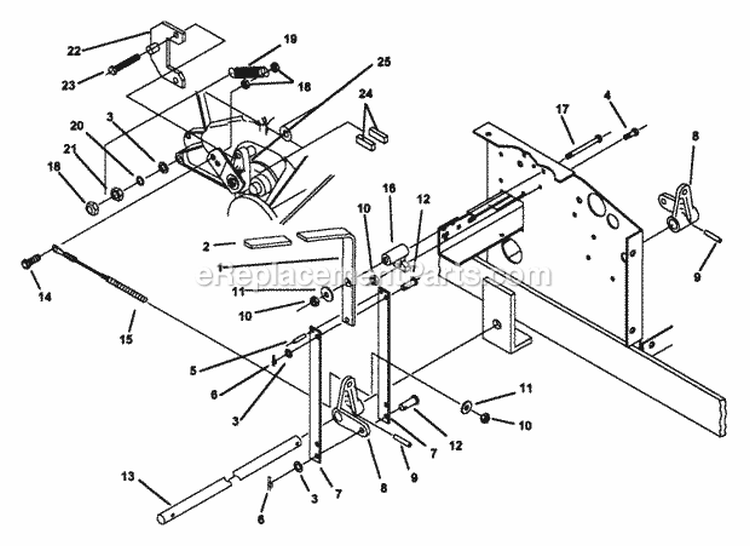 Parking Brake Assembly Diagram and Parts List for Z1805KV 80919 Snapper Lawn Tractor