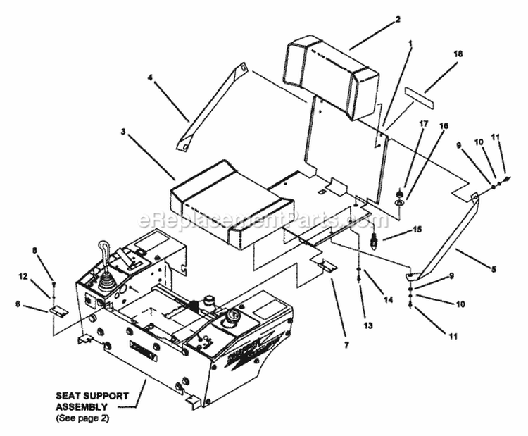 Seat Assembly Diagram and Parts List for Z1805KV 80919 Snapper Lawn Tractor