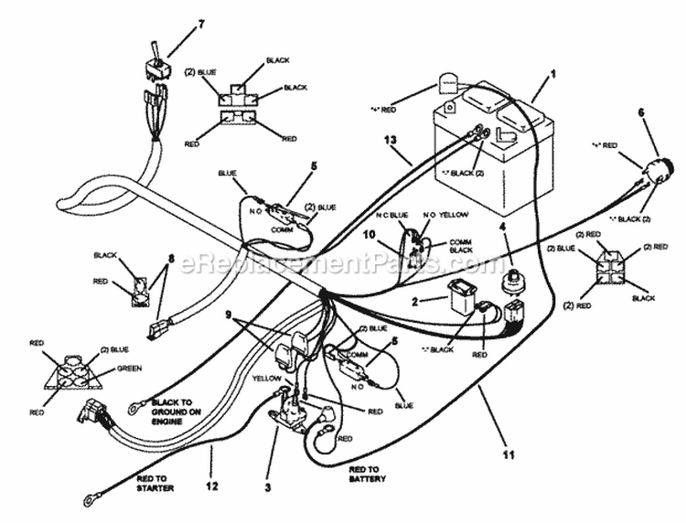 Wire Harness Diagram and Parts List for Z1805KV 80919 Snapper Lawn Tractor