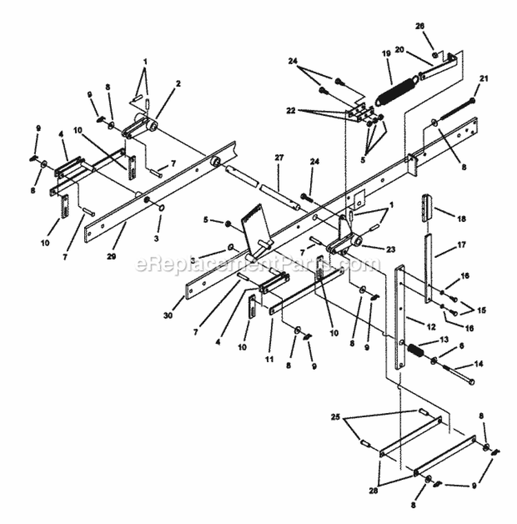 Deck Lift Parts Diagram and Parts List for Z1805KV 80919 Snapper Lawn Tractor