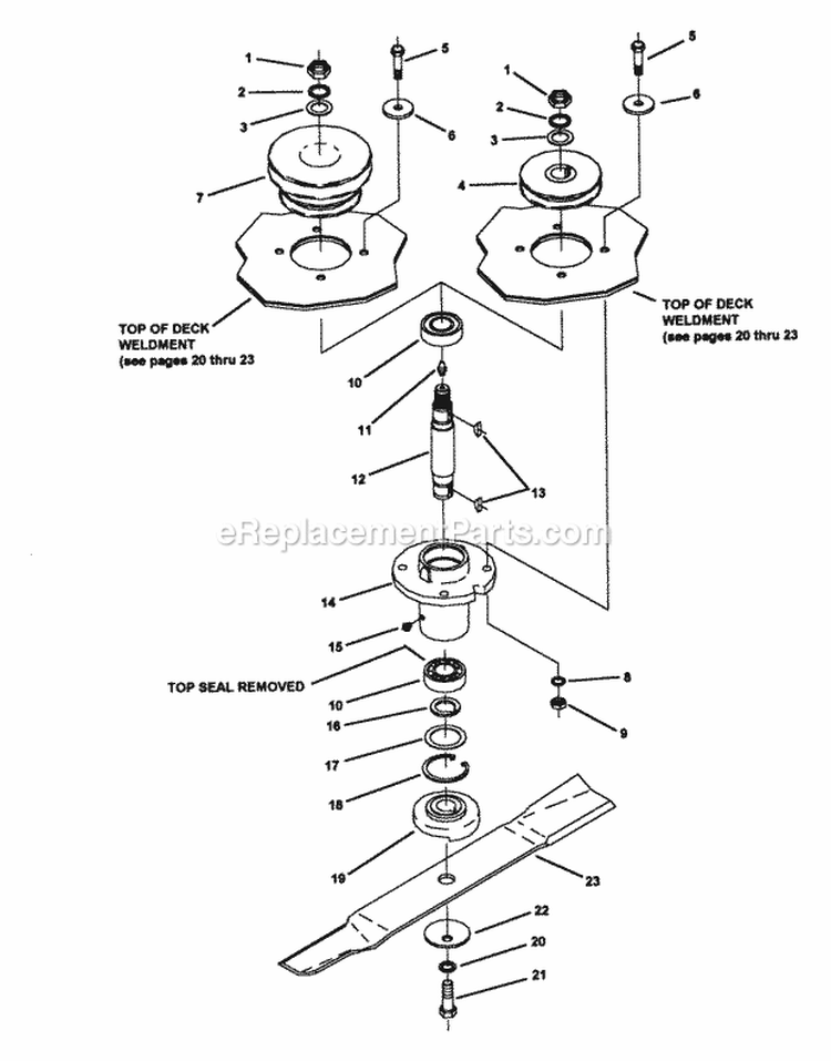 Deck Spindle Assembly Diagram and Parts List for Z1805KV 80919 Snapper Lawn Tractor