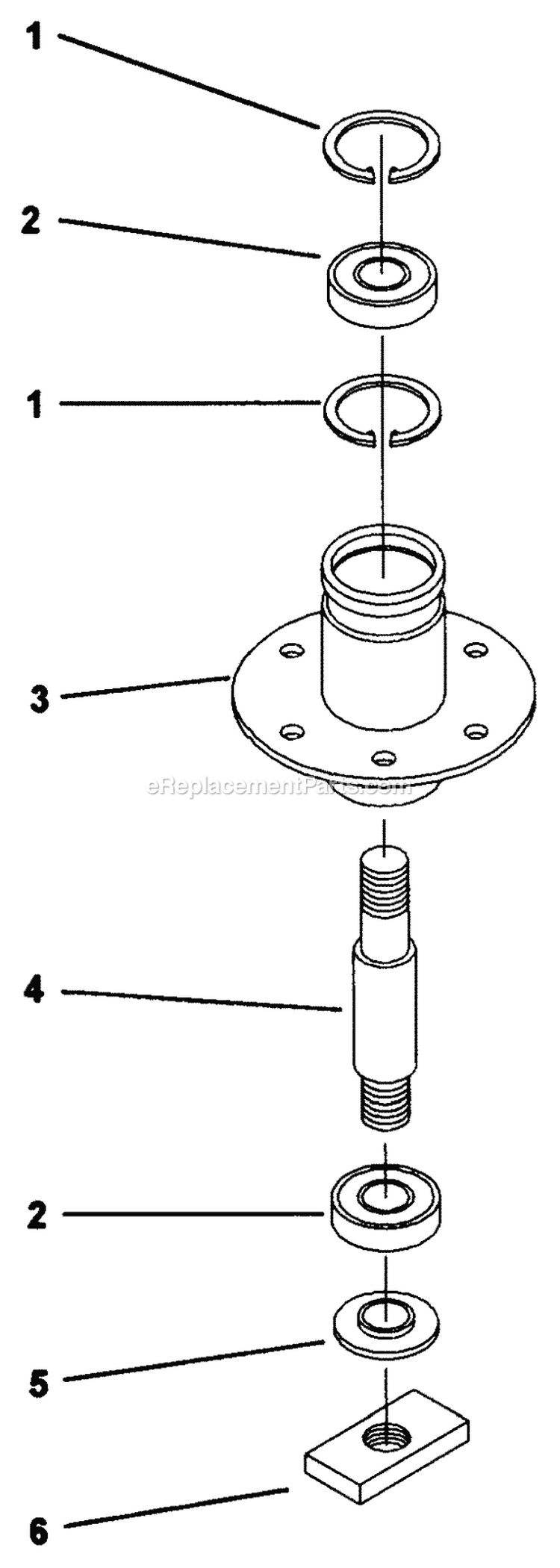 41 Deck Spindle Assembly Diagram and Parts List for Z4102M  Snapper Lawn Tractor Accessories