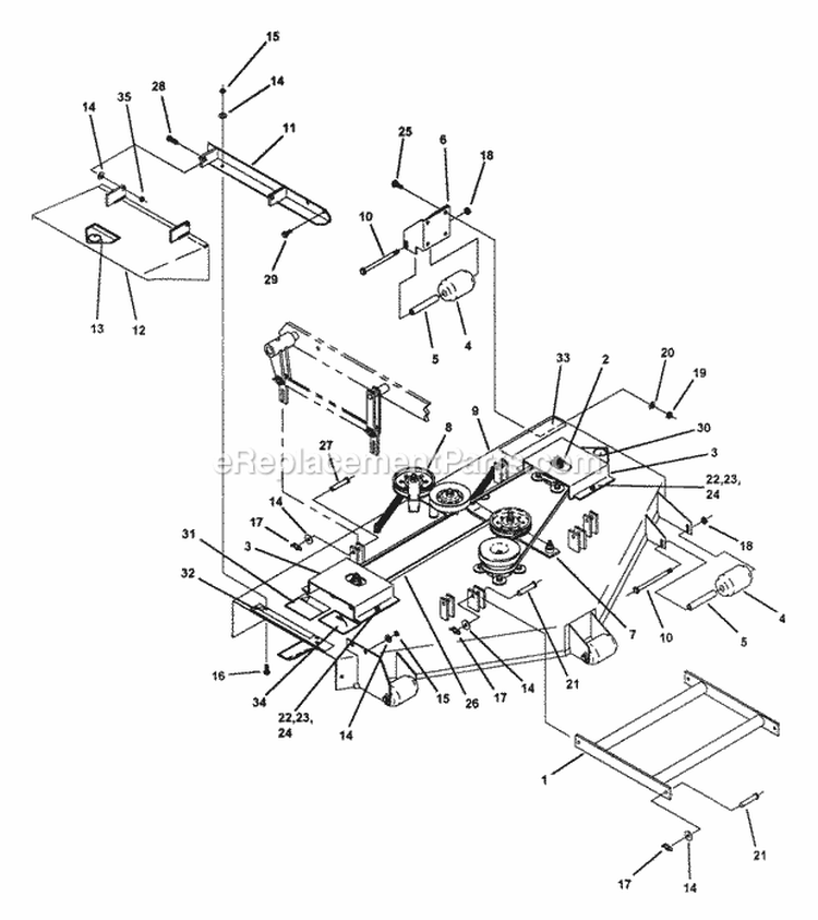 48 Deck Assembly Diagram and Parts List for Z4804M  Snapper Lawn Tractor Accessories