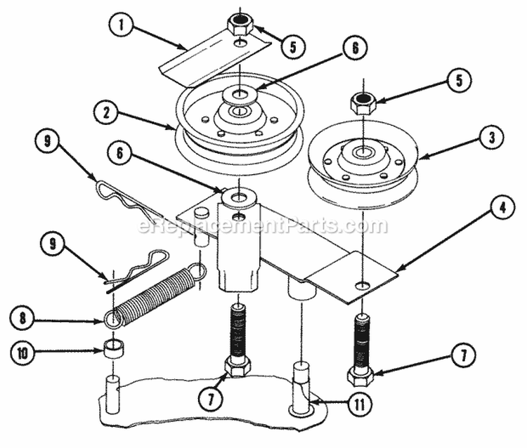 Double Idler Assembly Diagram and Parts List for Z160T 82149 Snapper Lawn Tractor