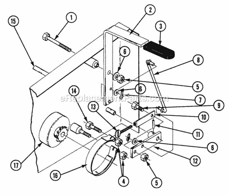 Brake Action Parts Diagram and Parts List for Z160T 82149 Snapper Lawn Tractor