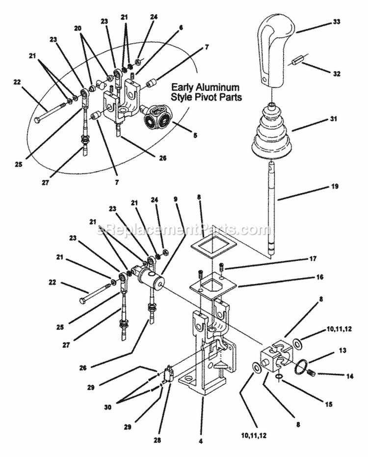 Joystick Steering Control Parts (Part 2) Diagram and Parts List for Z1802K 80185 Snapper Lawn Tractor