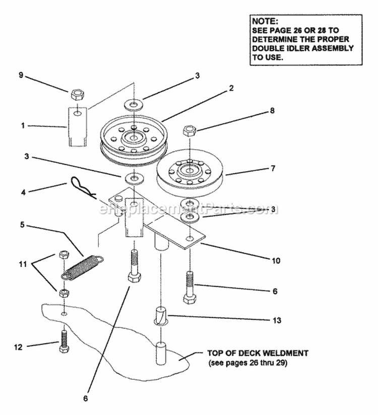 Double Idler Assembly (Part 1) Diagram and Parts List for Z1802K 80185 Snapper Lawn Tractor