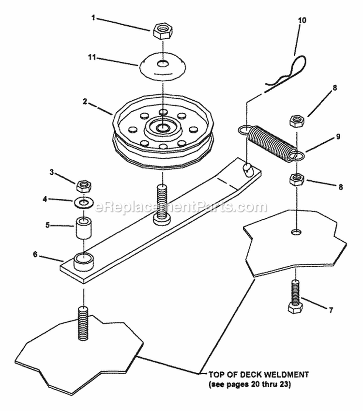 Single Idler Assembly Diagram and Parts List for Z4804M  Snapper Lawn Tractor Accessories