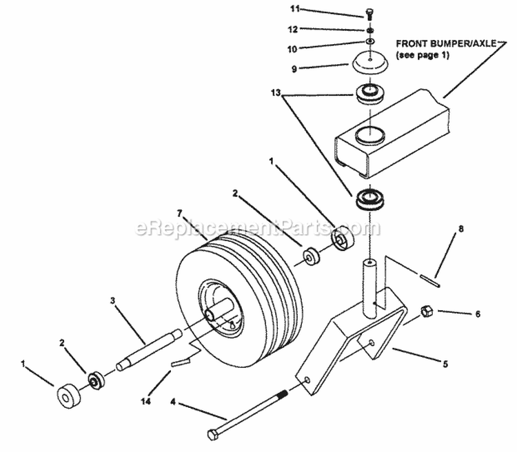 Caster Wheel Assembly Diagram and Parts List for Z4804M  Snapper Lawn Tractor Accessories