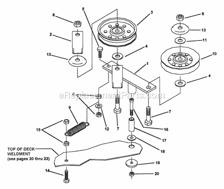 Double Idler Assembly Diagram and Parts List for Z4804M  Snapper Lawn Tractor Accessories