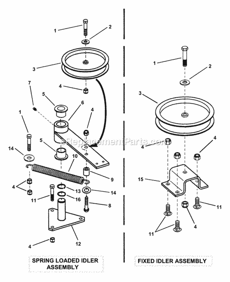 52  61 Deck Idler Assemblies Diagram and Parts List for EZF2101DKU  Snapper Lawn Tractor