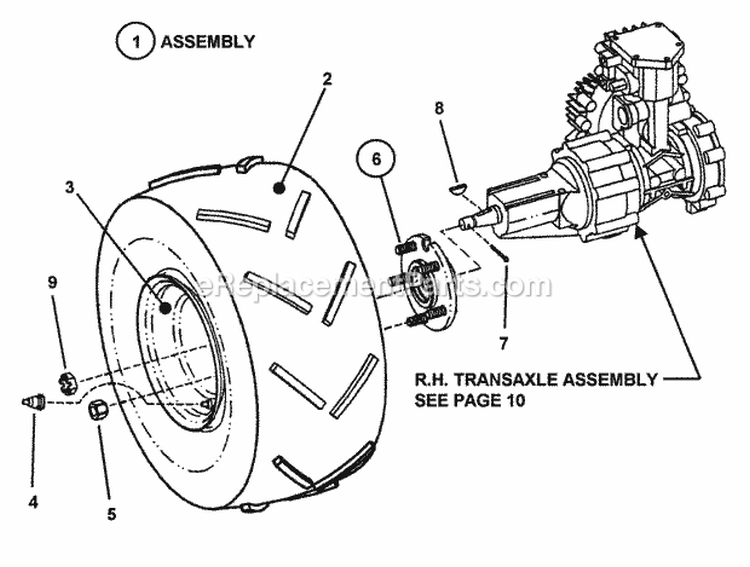 Drive TireWheel Assembly Diagram and Parts List for EZF2101DKU  Snapper Lawn Tractor