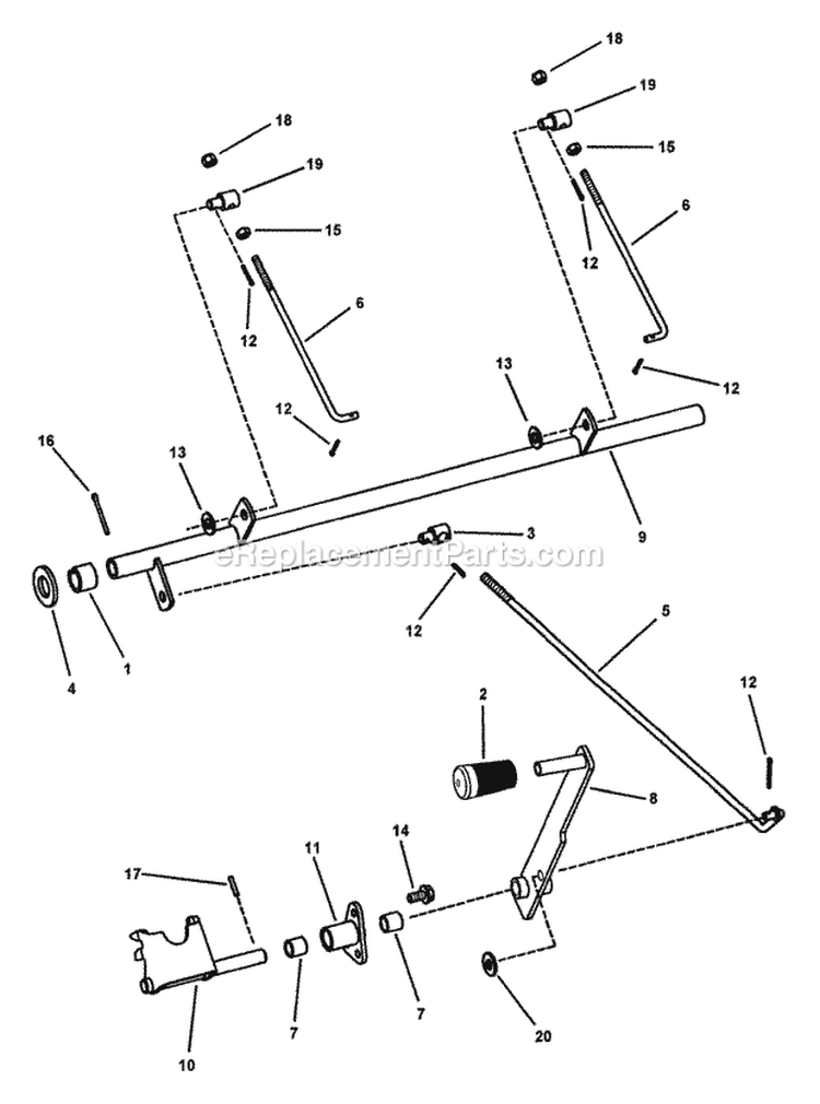 Parking Brake Assembly Diagram and Parts List for EZF2101DKU  Snapper Lawn Tractor