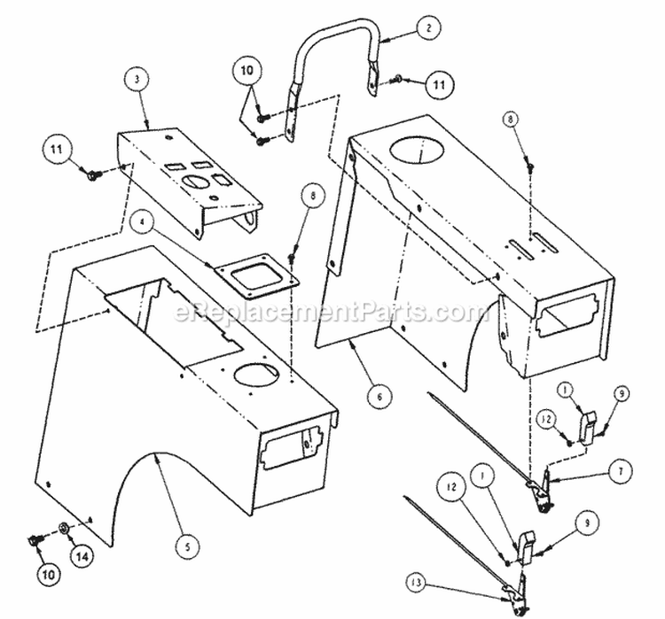 FenderControl Cable Assembly Diagram and Parts List for ZF2200K  Snapper Lawn Tractor