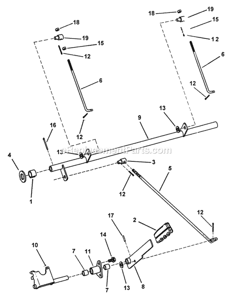 Parking Brake Assembly Diagram and Parts List for ZF2200K  Snapper Lawn Tractor