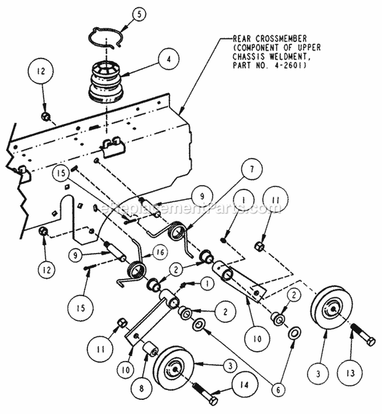 Traction Drive Idler Assembly Diagram and Parts List for ZF2200K  Snapper Lawn Tractor