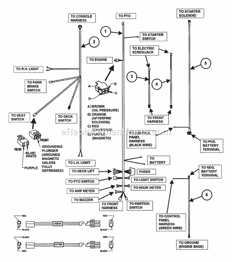 Electrical Components (Wiring) Diagram and Parts List for ZF2501KH  Snapper Lawn Tractor