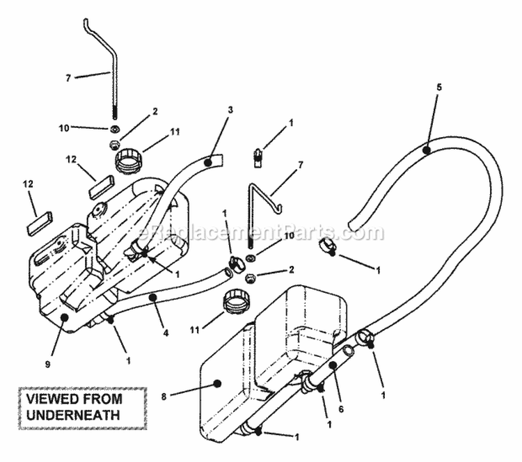 Hydro Reservoir Assembly Diagram and Parts List for ZF2501KH  Snapper Lawn Tractor