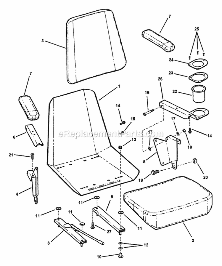 Seat Assembly Diagram and Parts List for ZF2501KH  Snapper Lawn Tractor