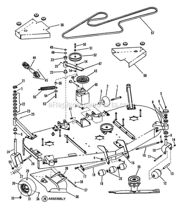 73 Mower Deck Assembly Diagram and Parts List for ZF2501KH  Snapper Lawn Tractor