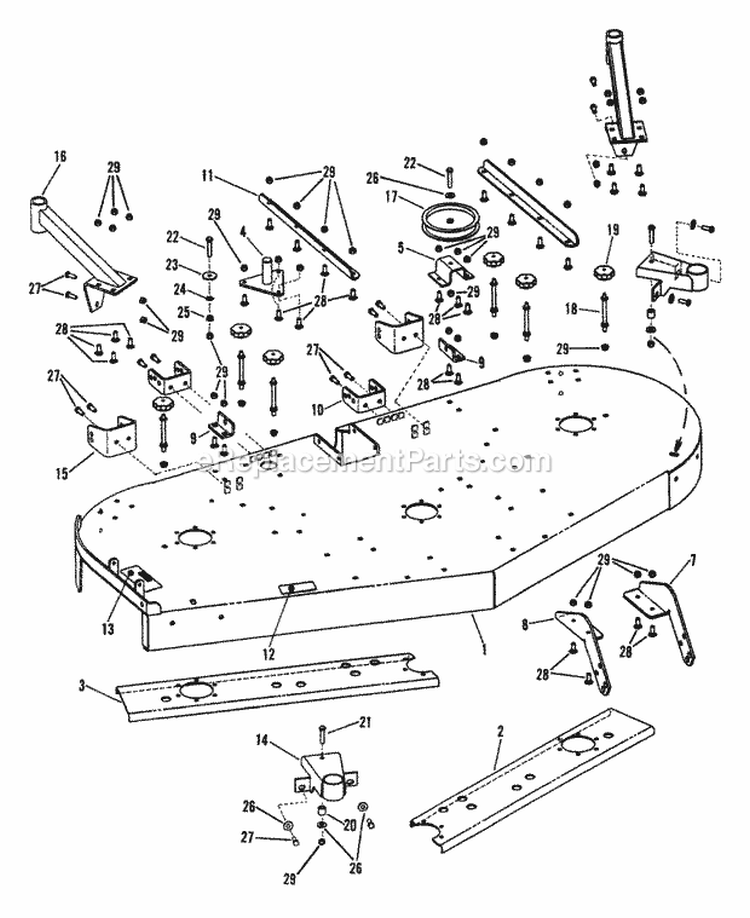 73 Mower Deck Sub-Assembly Diagram and Parts List for ZF2501KH  Snapper Lawn Tractor