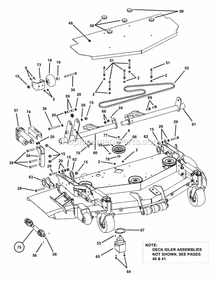 52 Mower Deck Components (Part 2) Diagram and Parts List for ZF2501KH  Snapper Lawn Tractor
