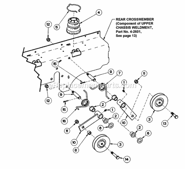 Traction Drive Idler Assembly Diagram and Parts List for ZF6100M  Snapper Lawn Tractor
